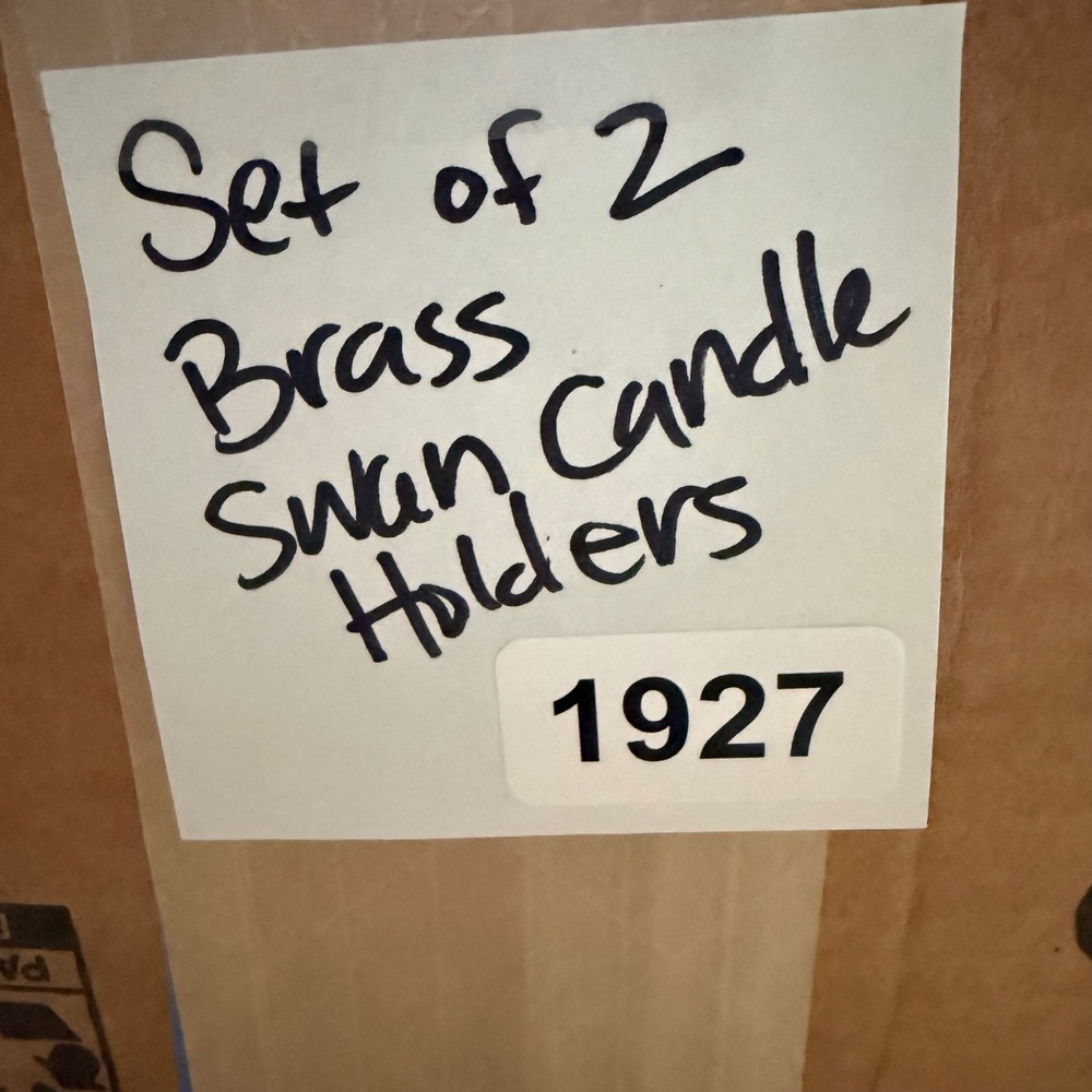 Vintage Brass Swan Decorative Candleholders Set of 2 Candles Not Included - Picture 9 of 10